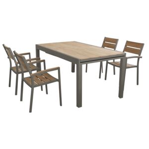 VIDUUS - set tavolo in alluminio cm 160/240 x 95 x 75 h con 4 sedute