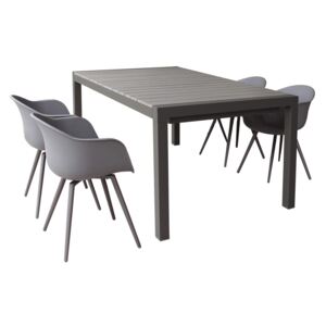 LOIS - set tavolo in alluminio e polywood cm 162/242 x 100 x 74 h con 4 sedute