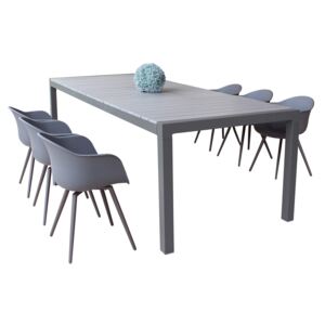LOIS - set tavolo in alluminio e polywood cm 162/242 x 100 x 74 h con 6 sedute