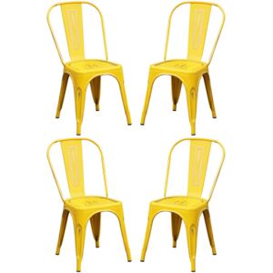 AGATHA - set di 4 sedie in metallo giallo antico