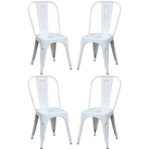 AGATHA - set di 4 sedie in metallo bianco antico