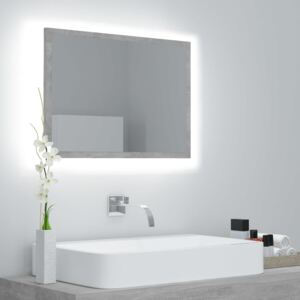 VidaXL Specchio da Bagno LED Grigio Cemento 60x8,5x37 cm in Truciolato