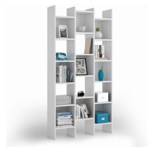 Libreria a scaffali quadrati, colore bianco artico, Misure 192 x 96 x 29 cm