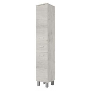Colonna multiuso a un'anta e due cassetti con apertura reversibile, Made in Italy, cm 35 x 34 x 195, colore Quercia bianca