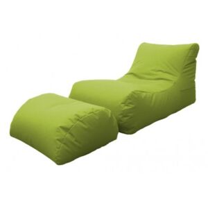 Chaise Longue moderna da soggiorno, Made in Italy, Poltrona con poggiapiedi in Nylon, Pouf imbottito per camera da letto, cm 120x80h60, colore Verde