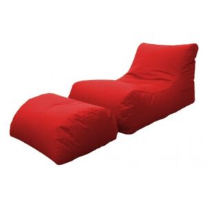 Chaise Longue moderna da soggiorno, Made in Italy, Poltrona con poggiapiedi in Nylon, Pouf imbottito per camera da letto, cm 120x80h60, colore Rosso