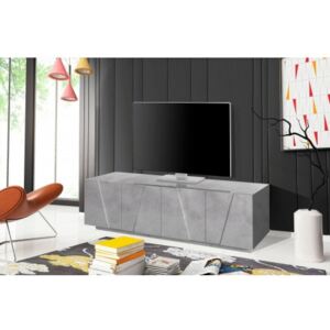 Mobile da soggiorno Porta TV, Made in Italy, Supporto per TV da salotto a 4 ante con dettaglio, cm 162x44h46, colore grigio Cemento