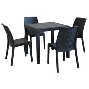 CALIGOLA - set tavolo fisso in wicker cm 80 x 80 x 74 h compreso di 4 sedute