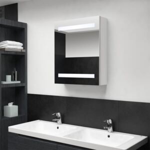 VidaXL Armadietto Bagno con Specchio e LED Bianco Lucido 50x14x60 cm