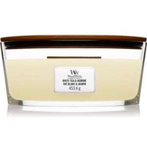 Woodwick White Tea & Jasmine candela profumata con stoppino in legno (hearthwick) 453,6 g