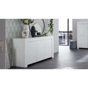 Cassettiera 140 cm Bianco - Frontali lucidi - 6 cassetti - 138,5 x