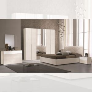 Camera da letto Sefura eucalipto bianco letto contenitore armadio con specchi