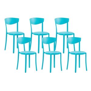 Set di 6 Sedie Moderne da Esterno e Interno in Plastica Blu Beliani