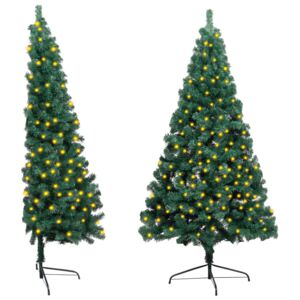 VidaXL Albero Natale a Metà con LED e Supporto Verde 210 cm PVC
