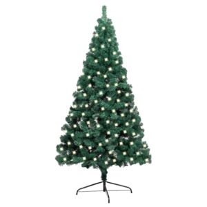 VidaXL Albero Natale a Metà con Luci LED e Supporto Verde 120 cm PVC
