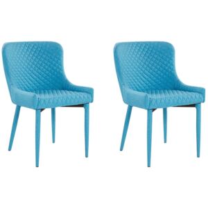 Set di 2 Sedie da Pranzo Rivestite in Tessuto Azzurro Stile Eclettico Beliani
