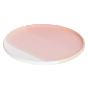 Kave Home - Piatto piano Sayuri in porcellana rosa e bianco