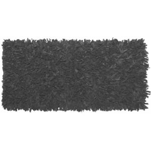 Tappeto shaggy in pelle nera 80 x 150 cm Beliani