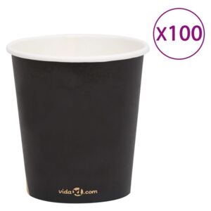 VidaXL Bicchieri di Carta da Caffè 200 ml 100 pz Neri