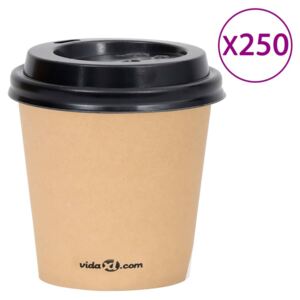 VidaXL Bicchieri di Carta da Caffè con Coperchio 120ml 250pz Marroni