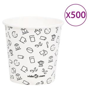 VidaXL Bicchieri di Carta da Caffè 120ml 500pz Bianco Nero