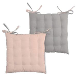 Cuscino decorativo quadrato double face rosa e grigio