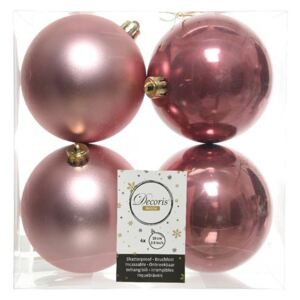 Set di 4 palline di Natale rosa lucide e opache