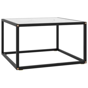 VidaXL Tavolino da Tè Nero con Vetro Marmo Bianco 60x60x35 cm