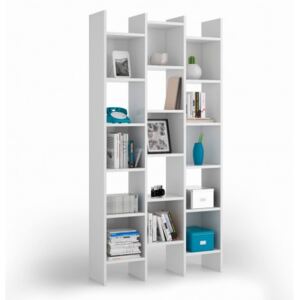 Libreria a scaffali quadrati, colore bianco artik, Misure 96 x 192 x 29 cm