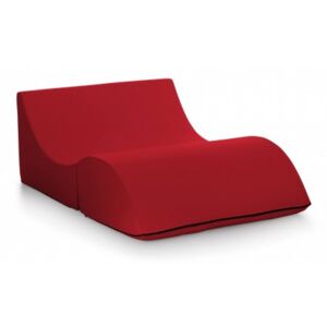 Pouf Clever matrimoniale, 100% 100% Made in Italy, Pouf trasformabile in una chaise longue in ecopelle, cm 100x200h70, colore Rosso