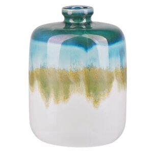 Vaso per fiori accessorio per la casa Vaso in ceramica 22 cm rotondo multicolore Beliani