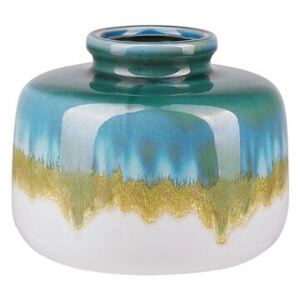 Vaso per fiori accessorio per la casa Vaso in ceramica 16 cm rotondo multicolore Beliani
