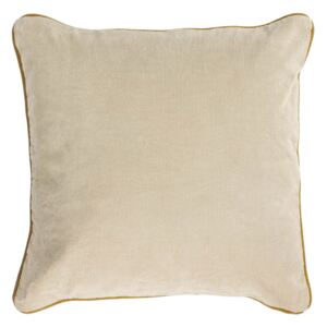 Kave Home - Fodera cuscino Kelaia 100% cotone velluto a coste beige e bordi marroni 45 x 45 cm