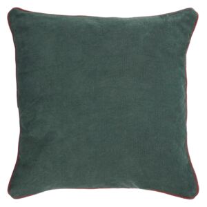 Kave Home - Fodera cuscino Kelaia 100% cotone velluto a coste verde e bordi arancioni 45 x 45 cm