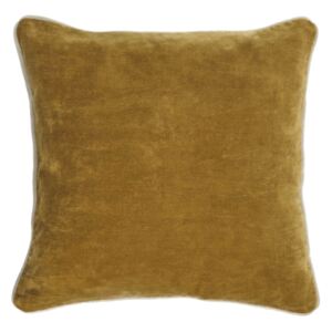 Kave Home - Fodera cuscino Julina 100% cotone velluto mostarda e bordo bianco 45 x 45 cm