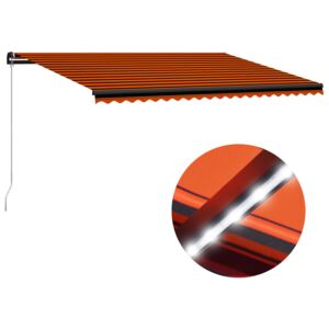 VidaXL Tenda da Sole Retrattile Manuale LED 500x300 cm Arancio Marrone