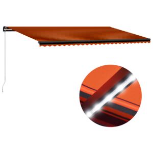 VidaXL Tenda da Sole Retrattile Manuale LED 600x300 cm Arancio Marrone