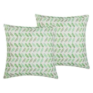 Set di 2 Cuscini Bianco e Verde Decorativi Moderni 45 x 45 cm Motivo Geometrico Beliani