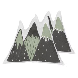 Set di 2 Cuscini per Bambini a Forma di Montagne Verde e Nero Morbido Beliani