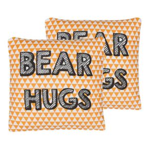 Set di 2 Cuscini per Bambini Arancione in Cotone 40 x 40 cm Stampa Bear Hugs Beliani