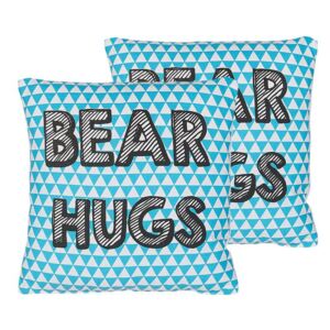 Set di 2 Cuscini per Bambini Blu in Cotone 40 x 40 cm Scritta Stampa Bear Hugs Beliani