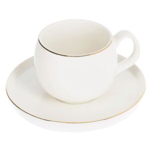 Kave Home - Tazza da caffè Taisia con piatto in porcellana bianca