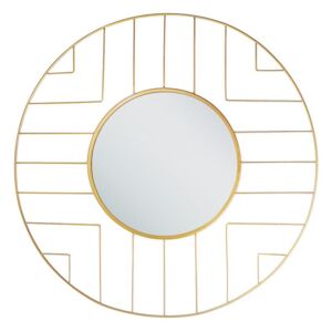 Moderno Specchio da Parete con Struttura in Metallo ø 60 cm Dorato Beliani