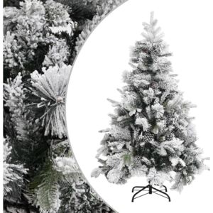 Albero di Natale con Neve Floccata e Pigne 150 cm in PVC e PE