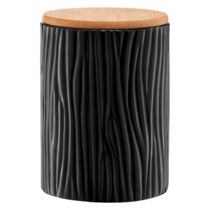 Contenitore ceramico con coperchio di bambù Tuvo nero tronco 111 cl AMBITION
