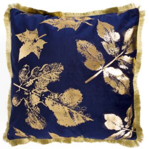 Fodera decorativa per cuscino Velvet Blue Leaves 45 x 45 cm MY HOME