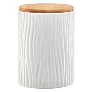 Contenitore ceramico con coperchio di bambù Tuvo bianco tronco 111 cl AMBITION