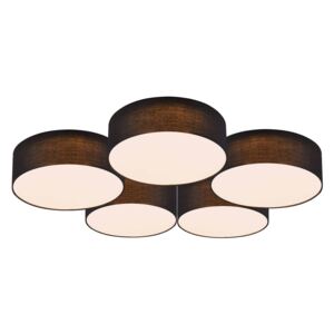 Lindby Janita plafoniera LED stoffa, 5 luci, nero