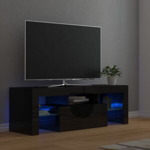 VidaXL Mobile Porta TV con Luci LED Nero Lucido 120x35x40 cm