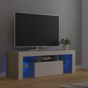 VidaXL Mobile Porta TV con Luci LED Bianco e Rovere Sonoma 120x35x40 m